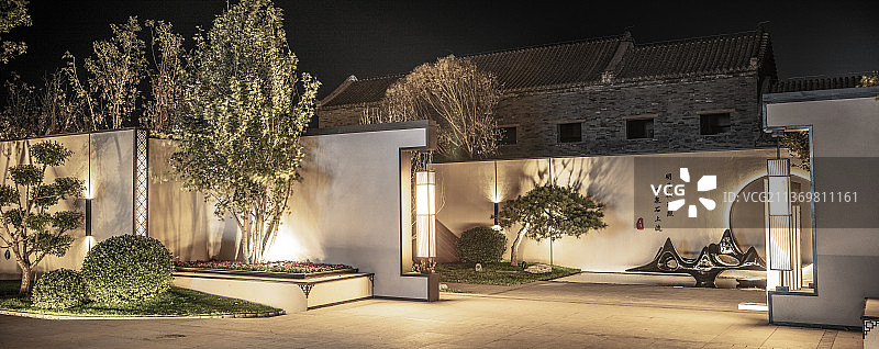 别墅庭院中式背景墙图片素材