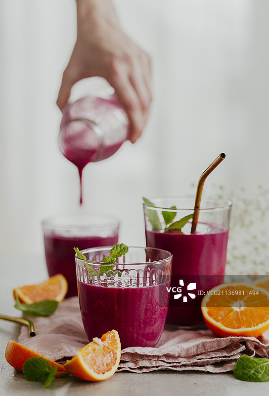 甜菜根橙色冰沙图片素材