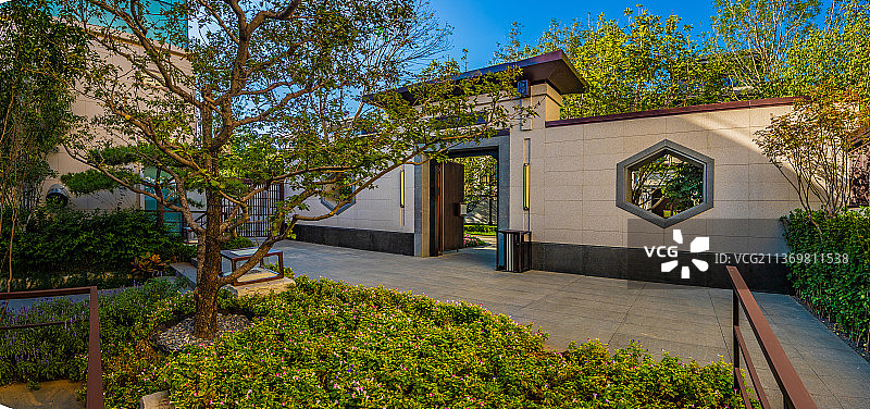 别墅大门口园林景观图片素材