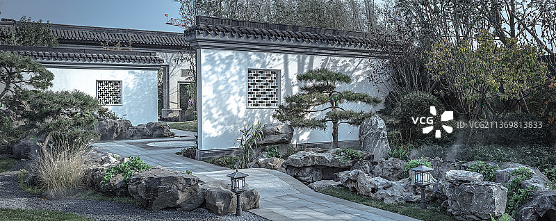 中式园林建筑庭院图片素材