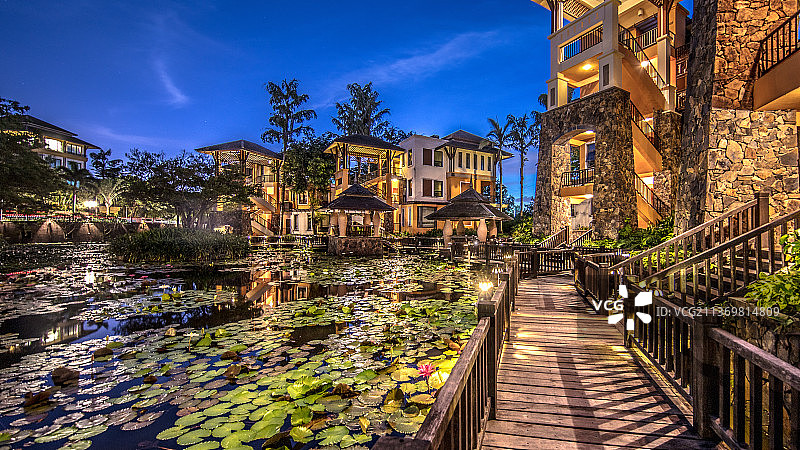 沿海城市的居住区园林图片素材