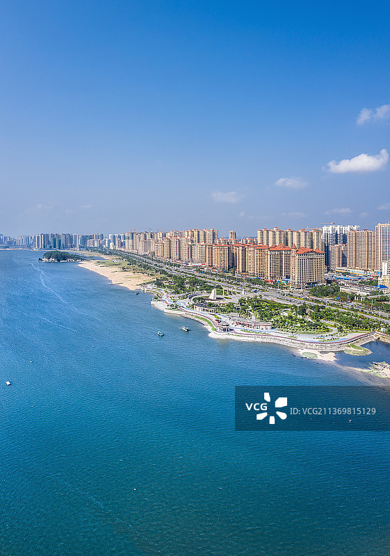 南宁防城港城市风光航拍图片素材