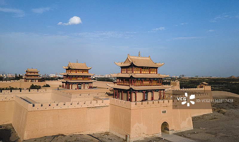 甘肃省河西走廊嘉峪关长城关城关楼图片素材