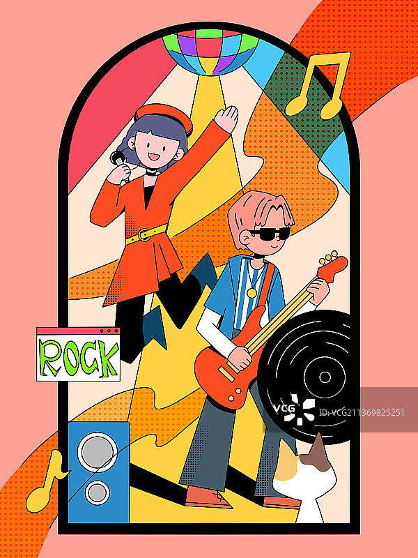 线性插画乐队图片素材