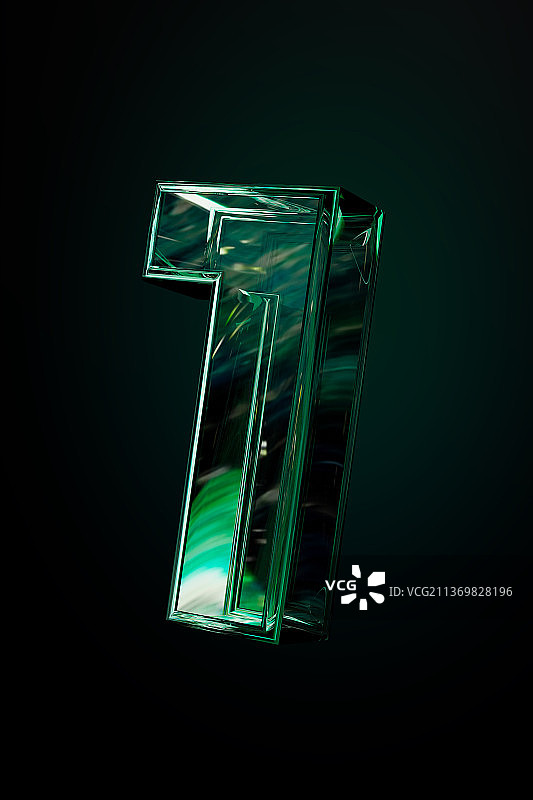 3D立体绿色玻璃数字倒计时插图图片素材
