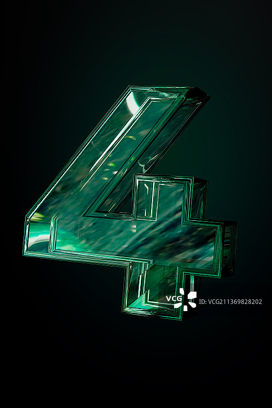 3D立体绿色玻璃数字倒计时插图图片素材