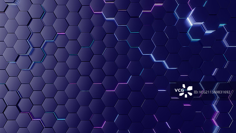 科技六边形发光背景图片素材