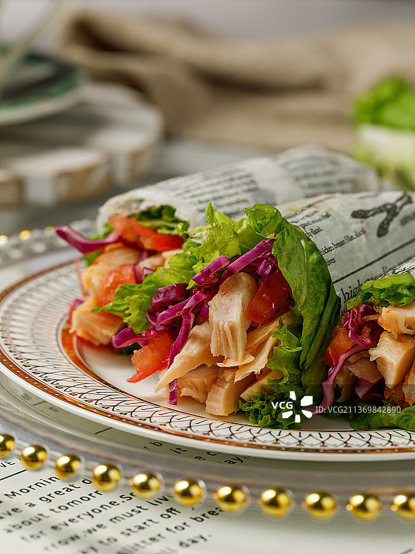 网红生菜蔬菜卷图片素材