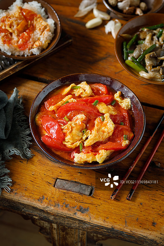 色香味俱全的的番茄炒蛋图片素材