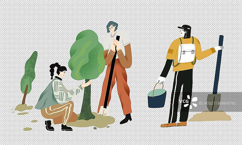 植树节人物免抠植树的人环保女孩儿图片素材