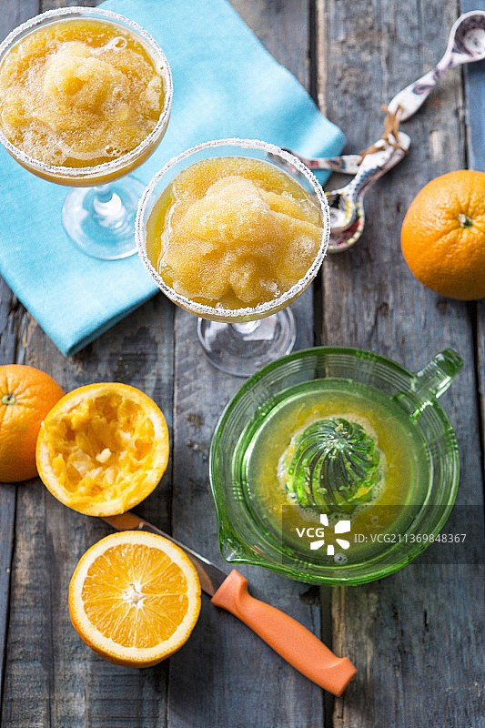 含橙子和姜的冰冻玛格丽特图片素材