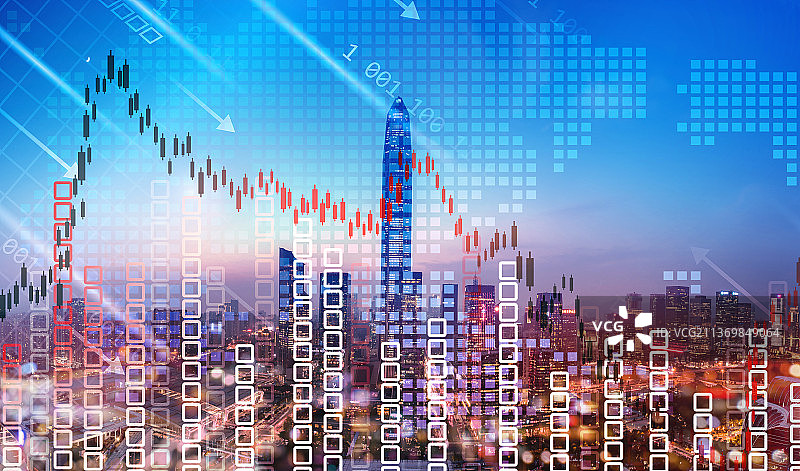 广东省深圳市福田区平安金融中心K线图背景图片素材