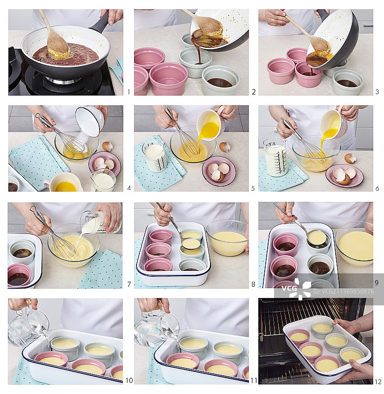焦糖布丁的制作步骤图片素材