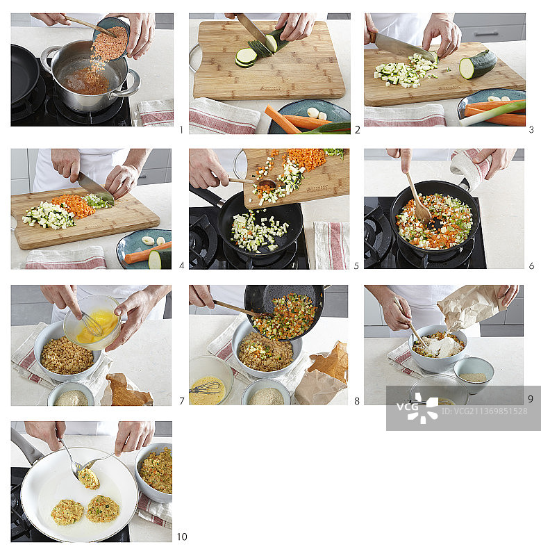 准备扁豆汉堡图片素材