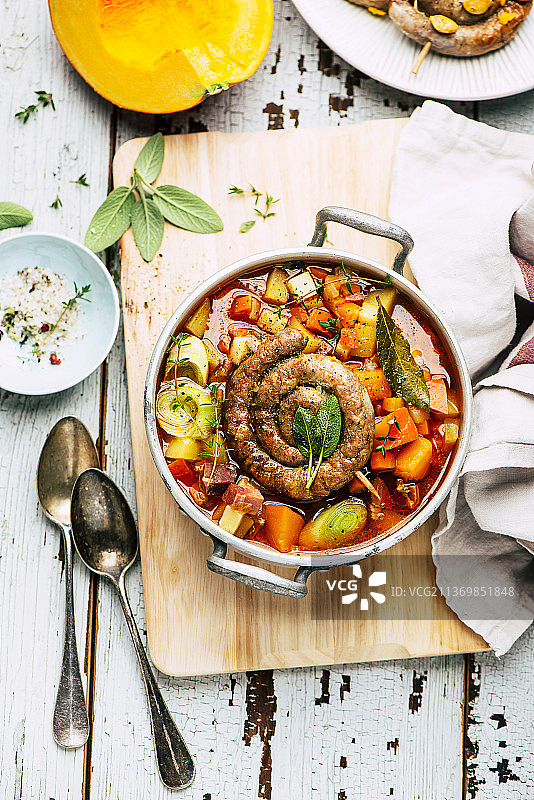 土豆南瓜香肠汤图片素材