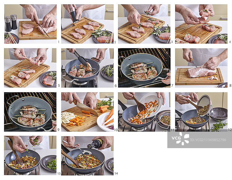 鼠尾草蔬菜扁豆猪肉卷（步骤图）图片素材