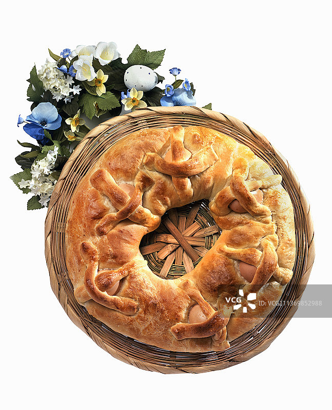 复活节烤面包花环图片素材