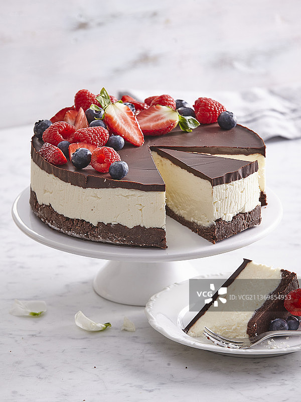 免烤水果芝士蛋糕图片素材