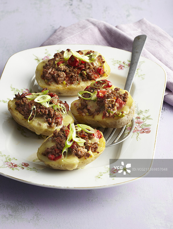 肉末焗烤马铃薯皮图片素材