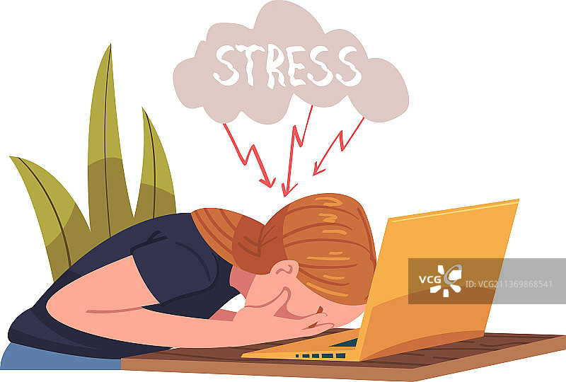 感到疲惫有压力的年轻职业女性图片素材