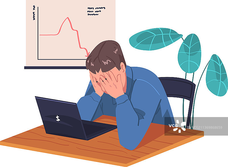 感到疲惫有压力的年轻忙碌男人图片素材