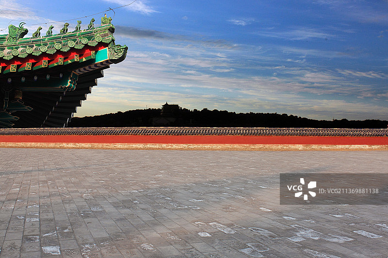 中国传统古建筑空地留白图片素材