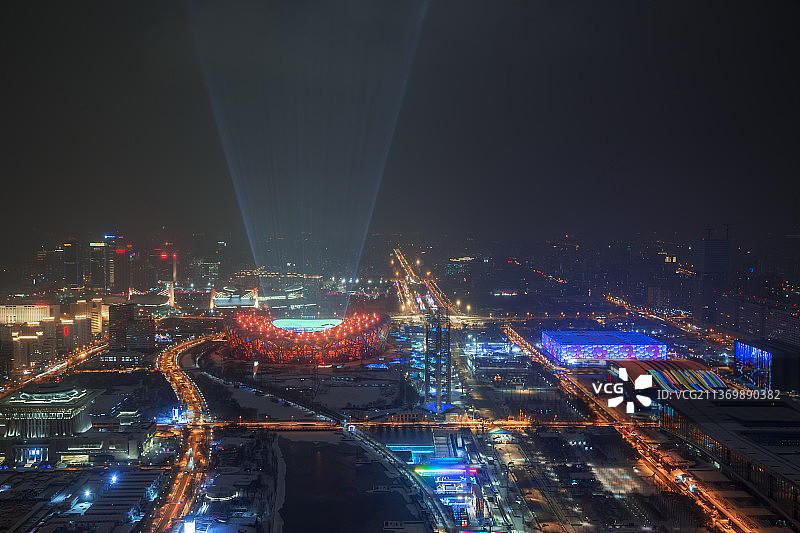 冬奥鸟巢雪夜之光图片素材