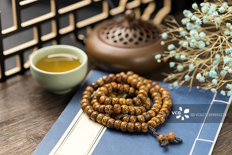 星月菩提手串佛珠特写图片素材