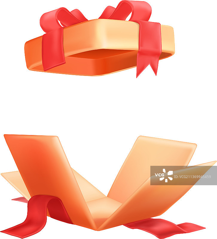 打开的红色礼品盒图片素材