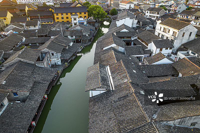 航拍浙江绍兴安昌古镇江南水乡风景区图片素材