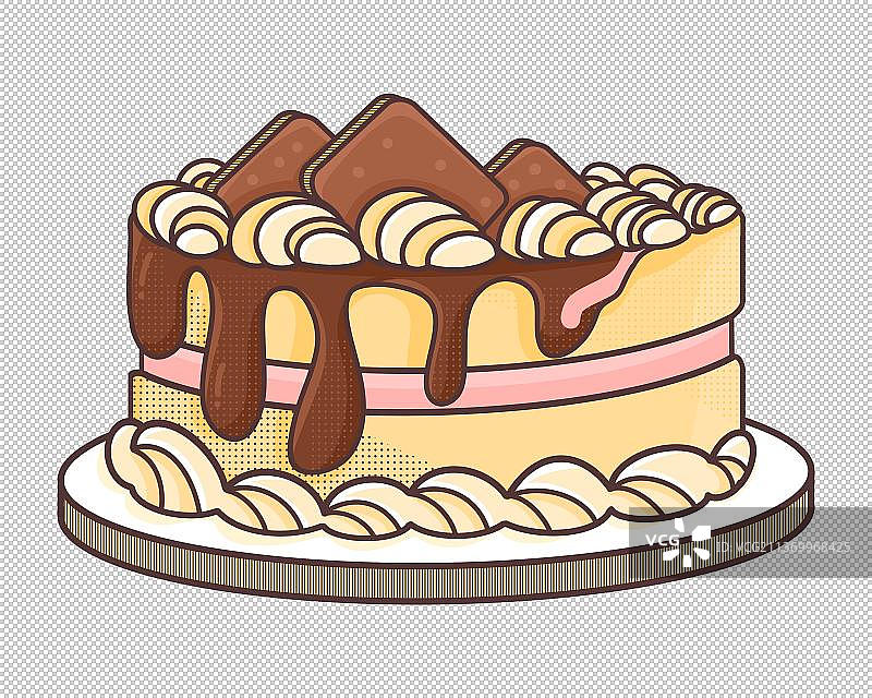 描线风格甜品元素图片素材