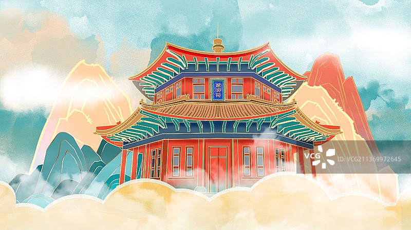 栈桥回澜阁图片素材