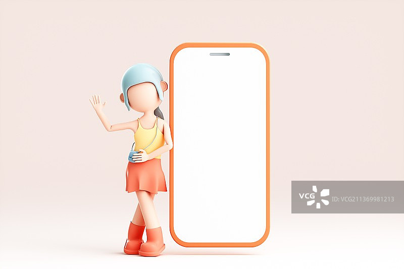 3D渲染的可爱卡通女孩图片素材