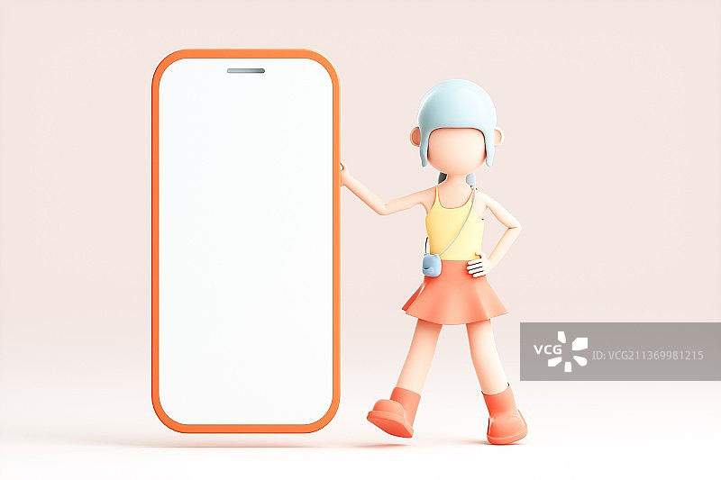 3D渲染的可爱卡通女孩图片素材