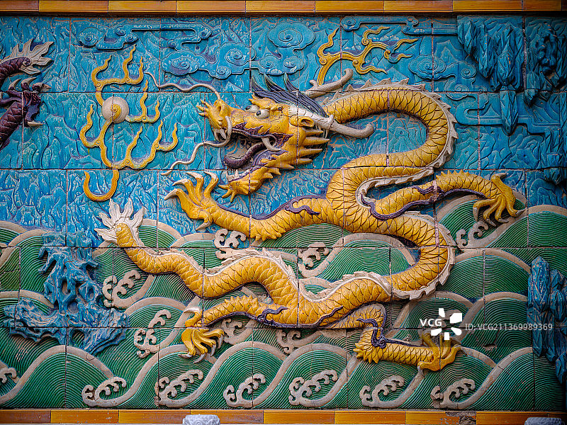 中国北京故宫珍宝馆九龙壁图片素材
