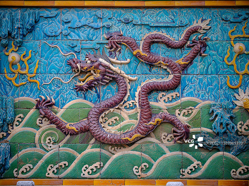 中国北京故宫珍宝馆九龙壁图片素材