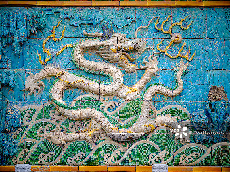 中国北京故宫珍宝馆九龙壁图片素材