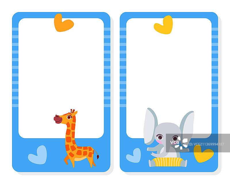 白色留言板上的可爱动物图片素材