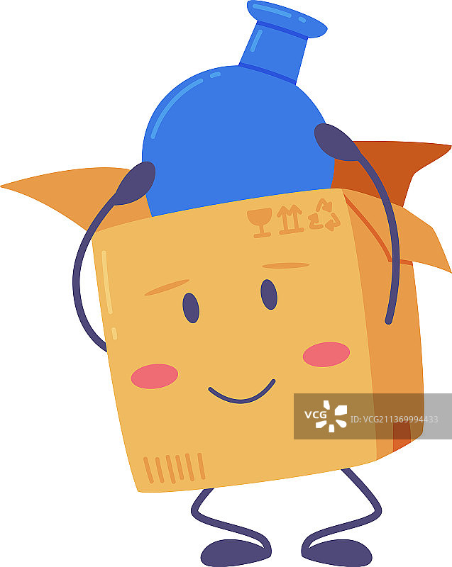 可爱的快递纸箱卡通形象图片素材