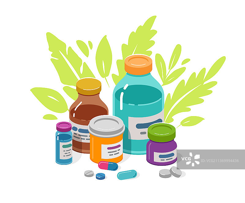 瓶装医疗药片和胶囊图片素材