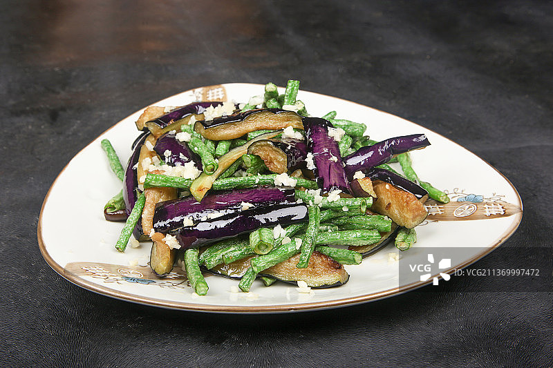 中餐美食-长豆角烧茄子图片素材