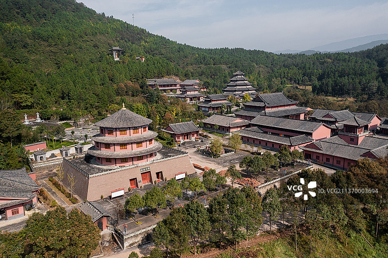 水平画幅航拍四川广元昭化平乐寺图片素材