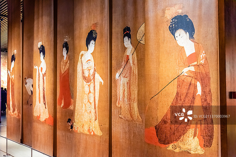 唐代仕女图背景图片素材