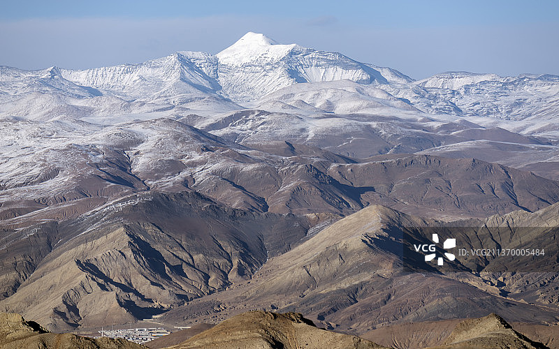 康普勒峰下的定日县城图片素材