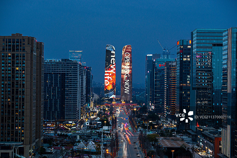 成都地标-金融城美妙夜色图片素材