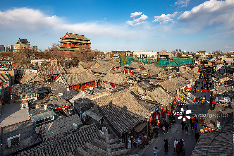 烟袋斜街、钟鼓楼图片素材