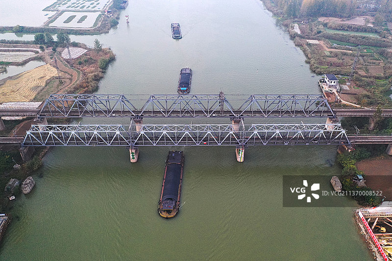 陇海铁路与京杭大运河+江苏省徐州市邳州市图片素材