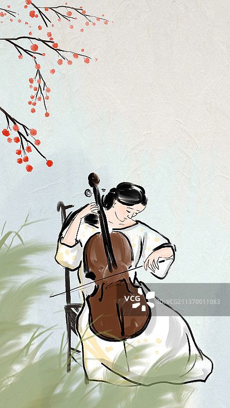 拉提琴的女人图片素材
