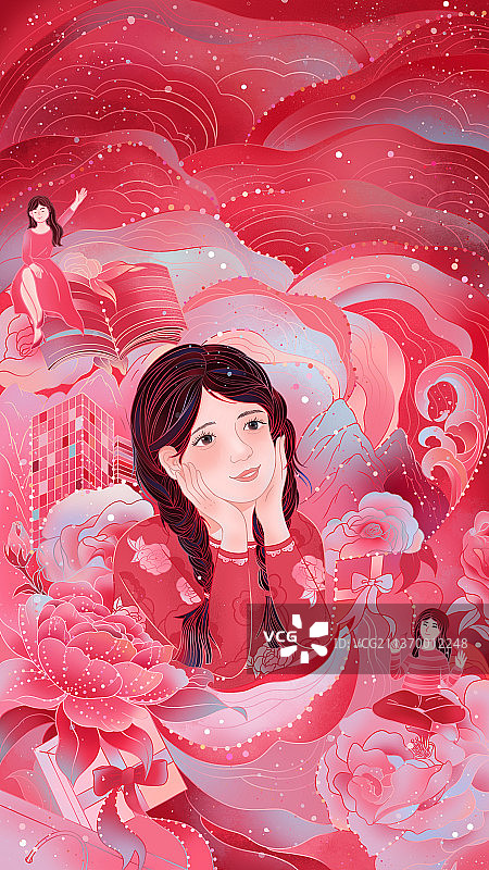 国风节日妇女节女性插画图片素材