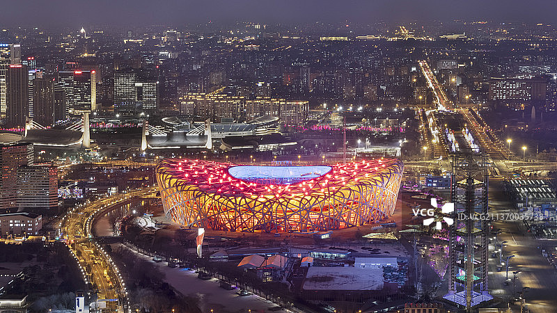 冬奥会闭幕式彩排中的鸟巢图片素材